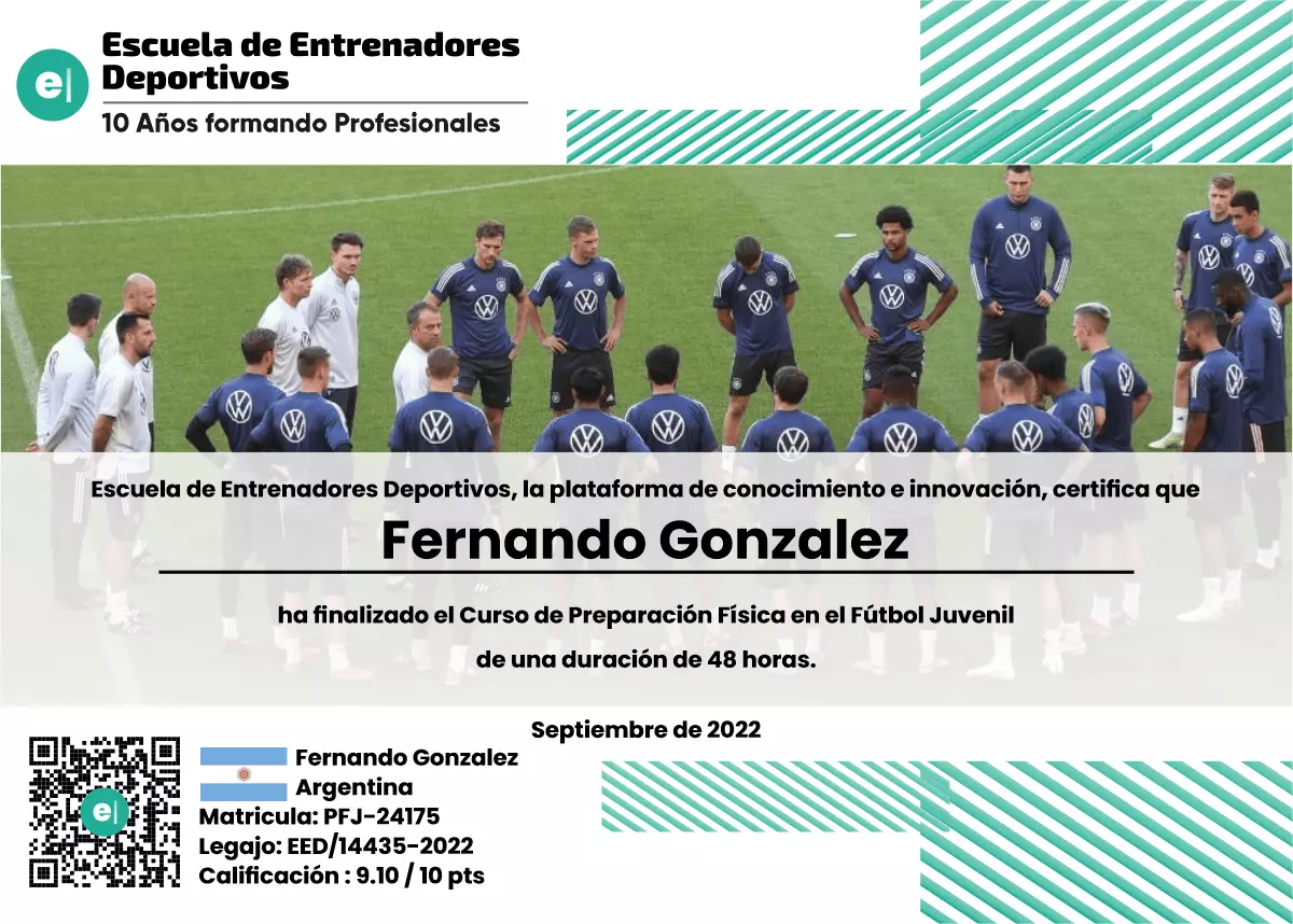 Curso de Entrenamiento en Fútbol Juvenil, Semi Profesional y Profesional